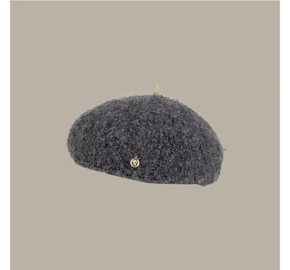 Faux Shearling Beret Hat