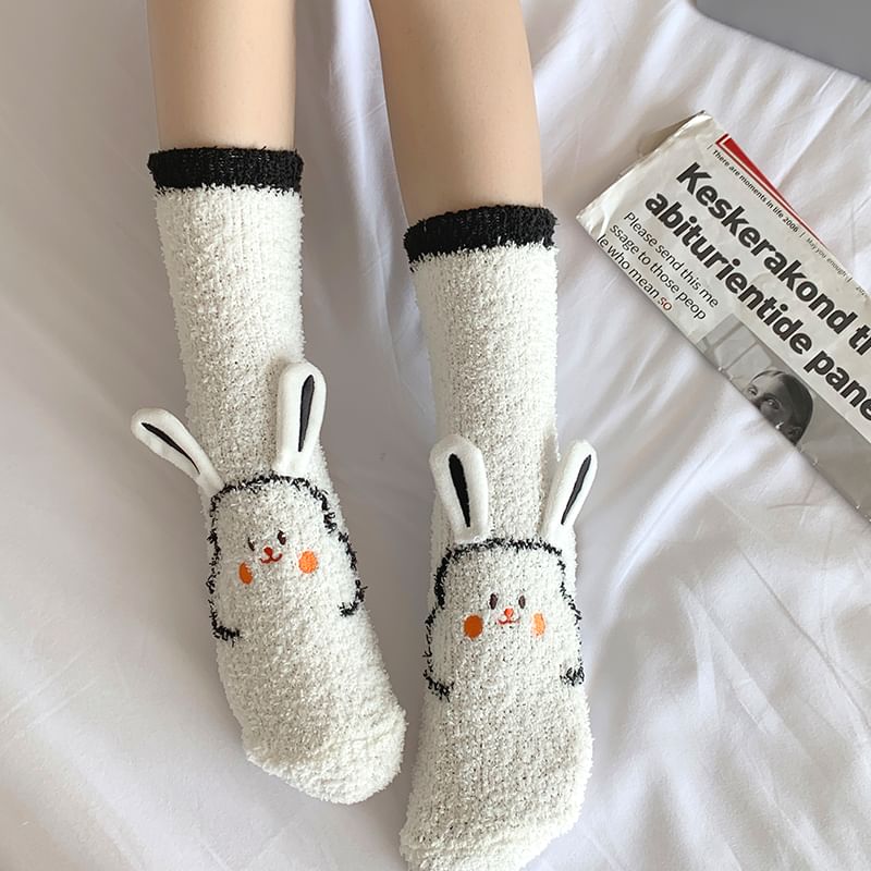 Rabbit Print Fluffy Socks