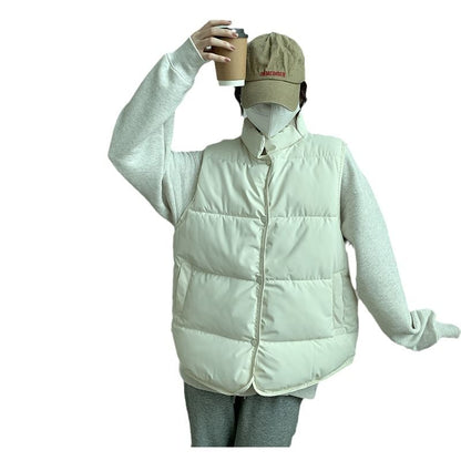 Plain Single-Breasted Puffer Vest