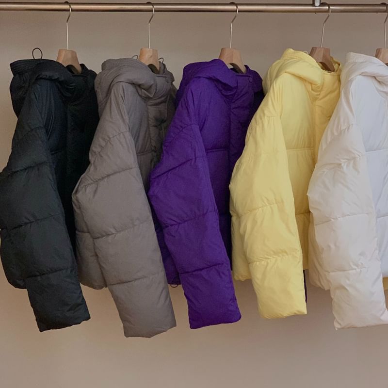 Plain Hooded Puffer Jacket