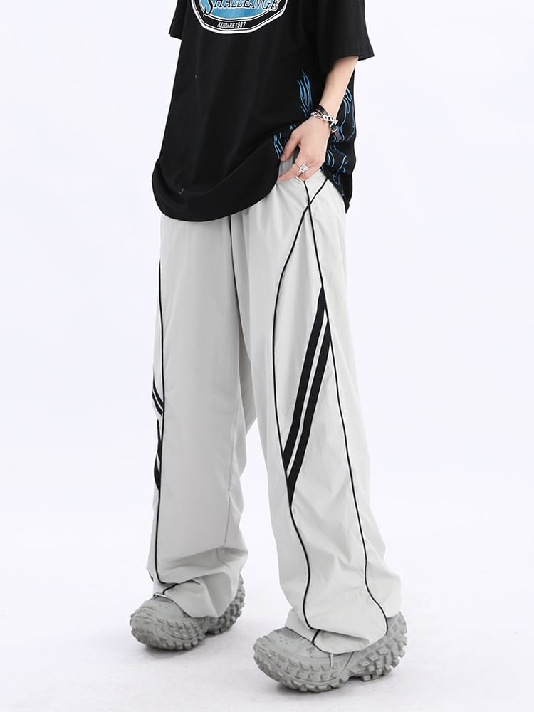 Low Waist Striped Loose-Fit Wide-Leg Sweatpants