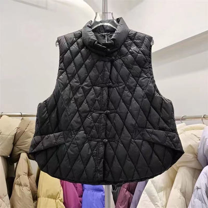 Stand Collar Plain Quilted Vest