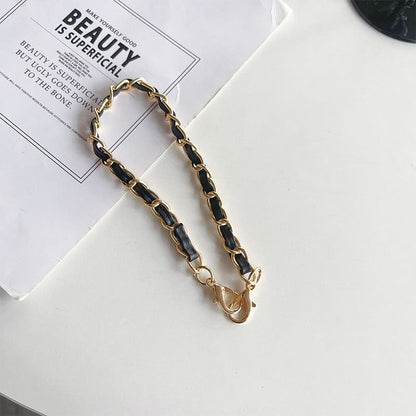 Faux Leather Alloy Phone Lanyard