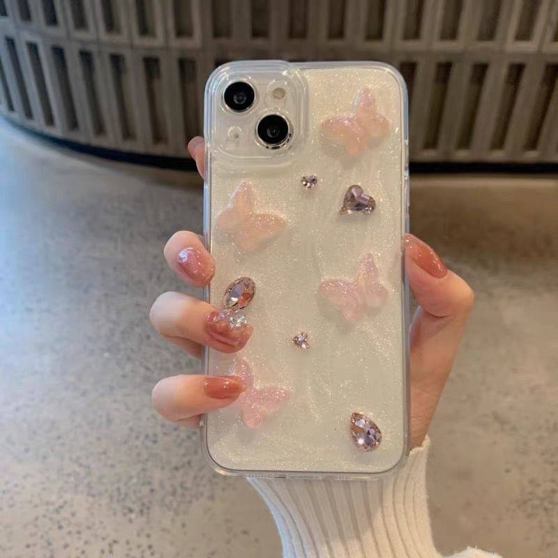 Butterfly Heart Rhinestone Phone Case