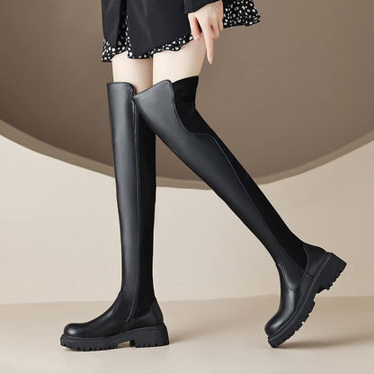 Platform Panel Over The Knee Boots