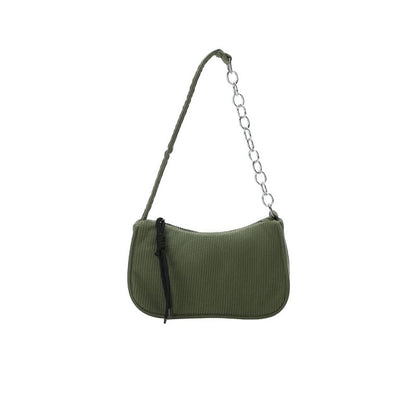 Chain Strap Corduroy Shoulder Bag