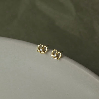 Pretzel Rhinestone Sterling Silver Stud Earring