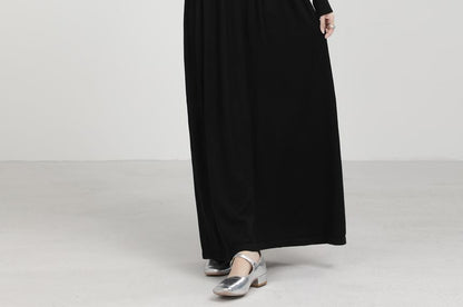 Long-Sleeve Off Shoulder Plain Maxi A-Line Dress