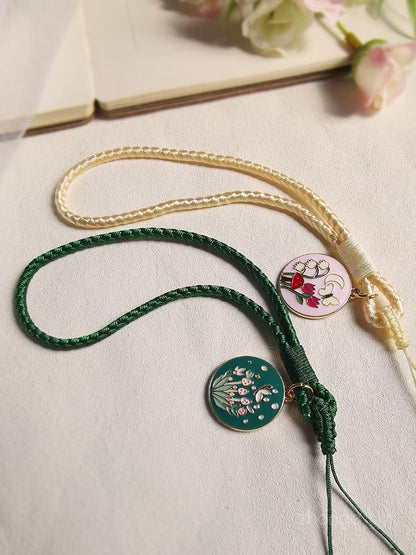 Floral Woven Cord Phone Strap