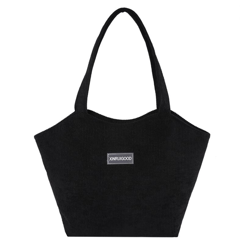 Corduroy Label Applique Tote Bag