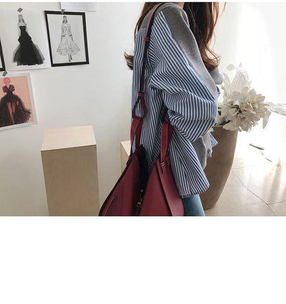 V-Neck Striped Panel Cardigan