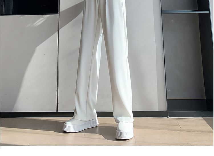 High-Waist Plain Straight Leg Dress Pants