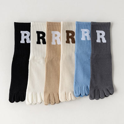 Anti-Slip Letter Embroidered Toe Socks