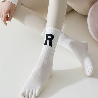 Anti-Slip Letter Embroidered Toe Socks