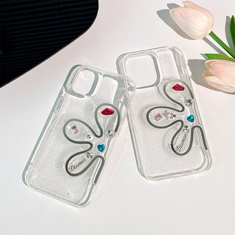 Floral Rhinestone Phone Case