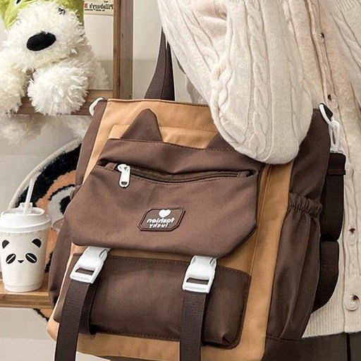 Buckle Nylon Crossbody Tote Bag