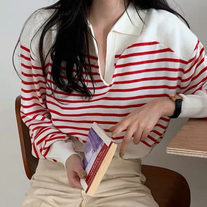 Collar Striped Sweater