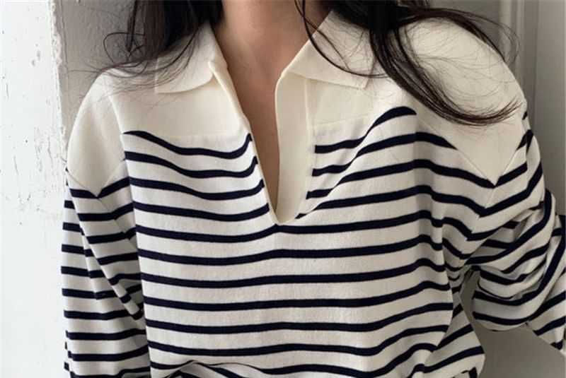 Collar Striped Sweater