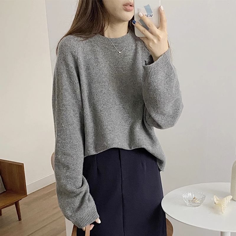 Crew Neck Plain Sweater