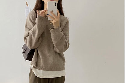 Crew Neck Plain Sweater