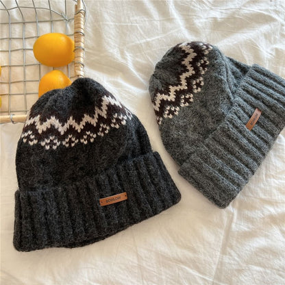 Patterned Applique Knit Beanie