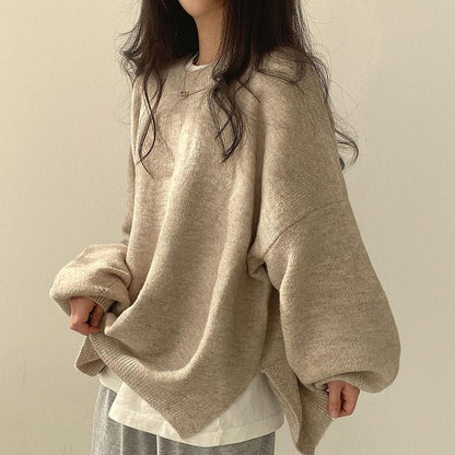 Crew Neck Plain Oversized Sweater