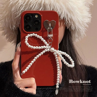 Bow Faux Pearl Charm Phone Case