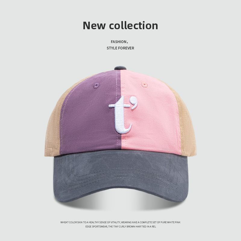 Color Block Lettering Embroidered Baseball Cap