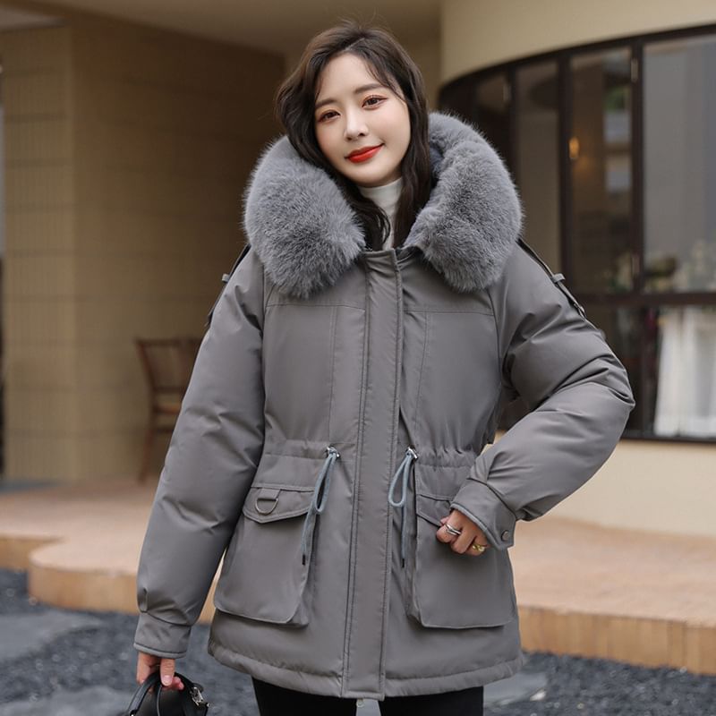 Fleece Lined Hooded Zip-Up Parka