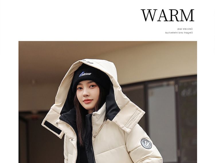 Hooded Padded Zip-Up Long Parka