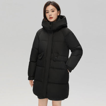 Hooded Zip-Up Padded Long Coat