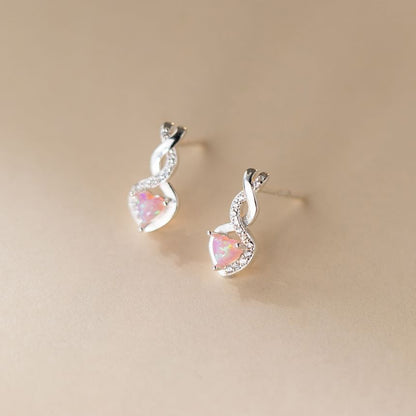 Heart Rhinestone Sterling Silver Stud Earring