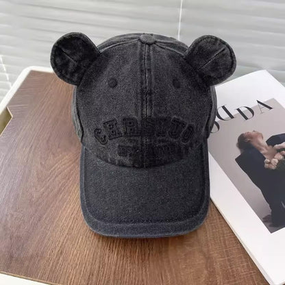 Bear Ear Denim Baseball Cap