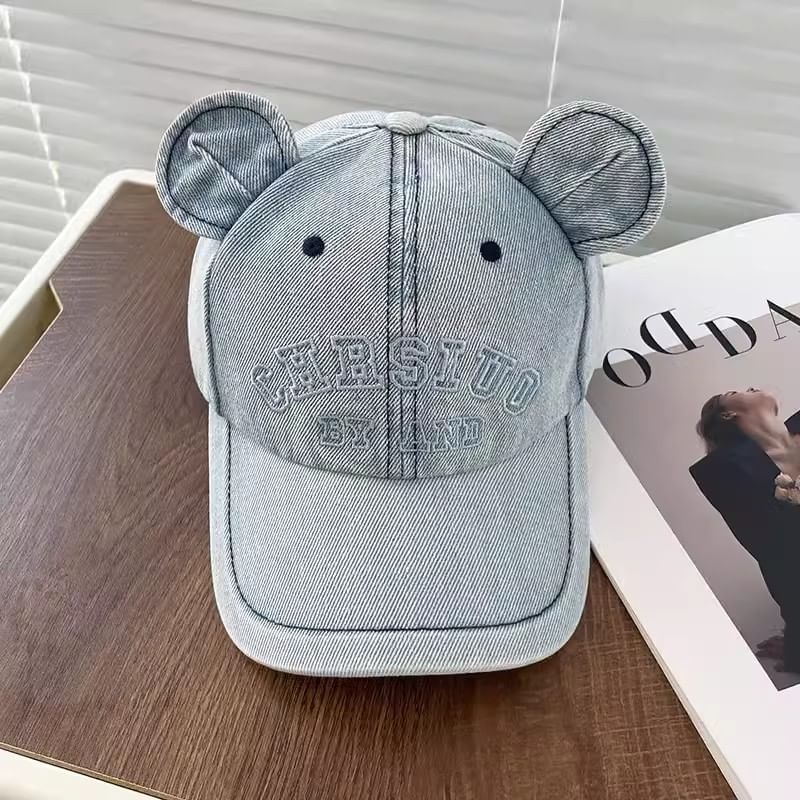 Bear Ear Denim Baseball Cap