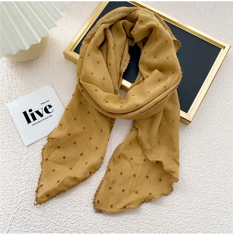 Dotted Lace Trim Scarf