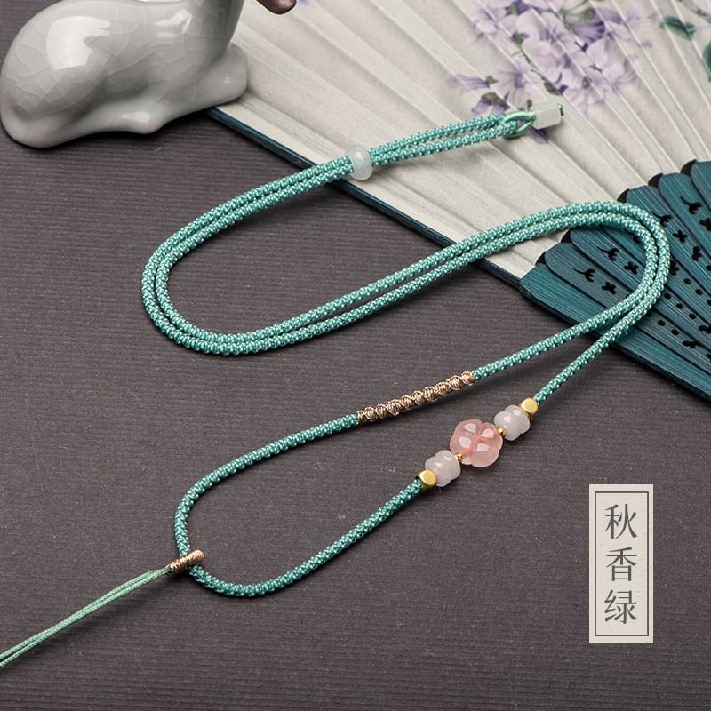 Floral Faux Gemstone Phone Lanyard