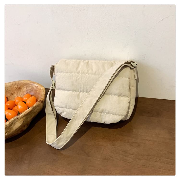 Plain Quilted Flap Crossbody Bag