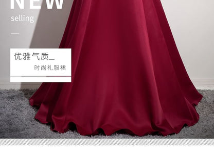 Cold-Shoulder Plain A-Line Ball Gown