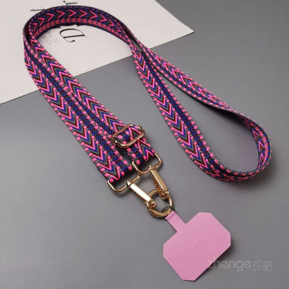 Patterned Fabric Phone Lanyard with Lanyard Pad