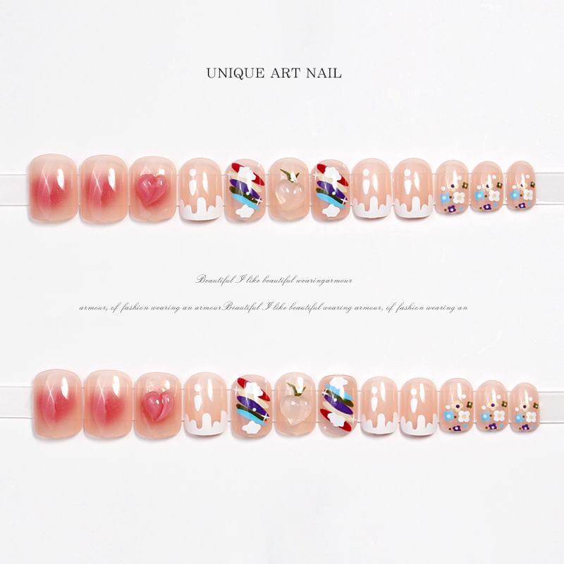 Peach Rainbow Press On Nail