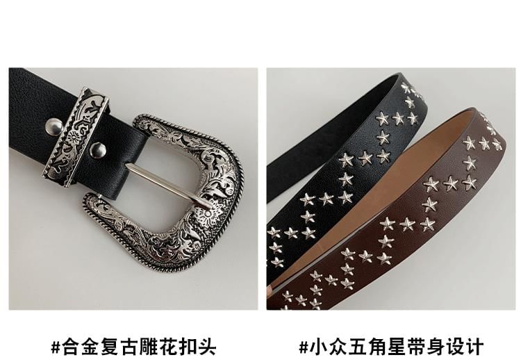 Star Studded Faux Leather Belt