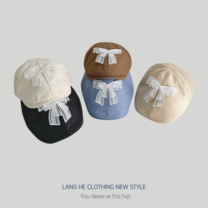 Bow Mesh Flat Cap