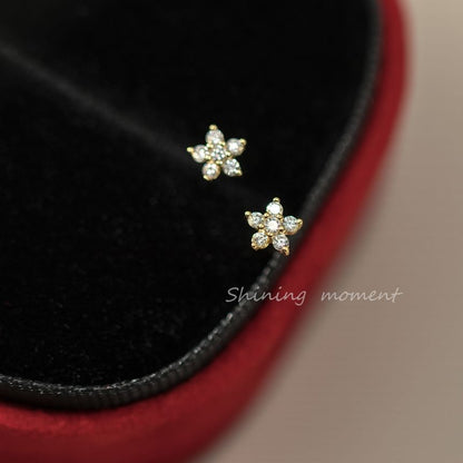 Floral Rhinestone S925 Sterling Silver Stud Earring