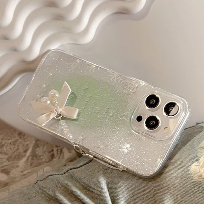 Lettering Faux Pearl Phone Case