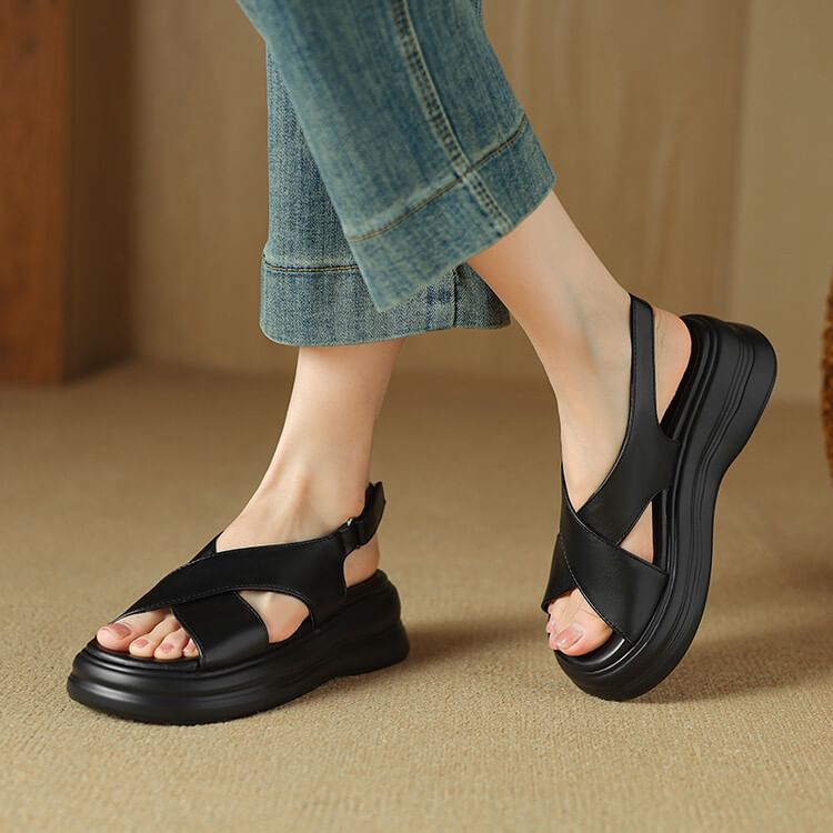 Platform Cross Strap Sandals