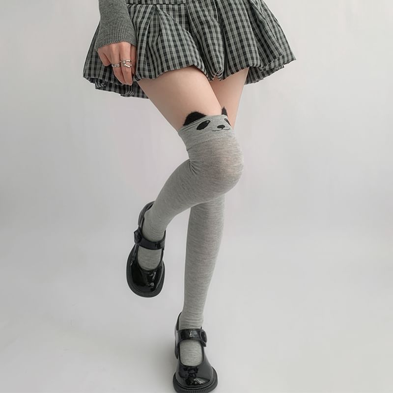 Bear Pattern Over The Knee Socks