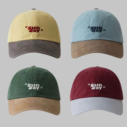 Lettering Embroidered Two-Tone Baseball Cap