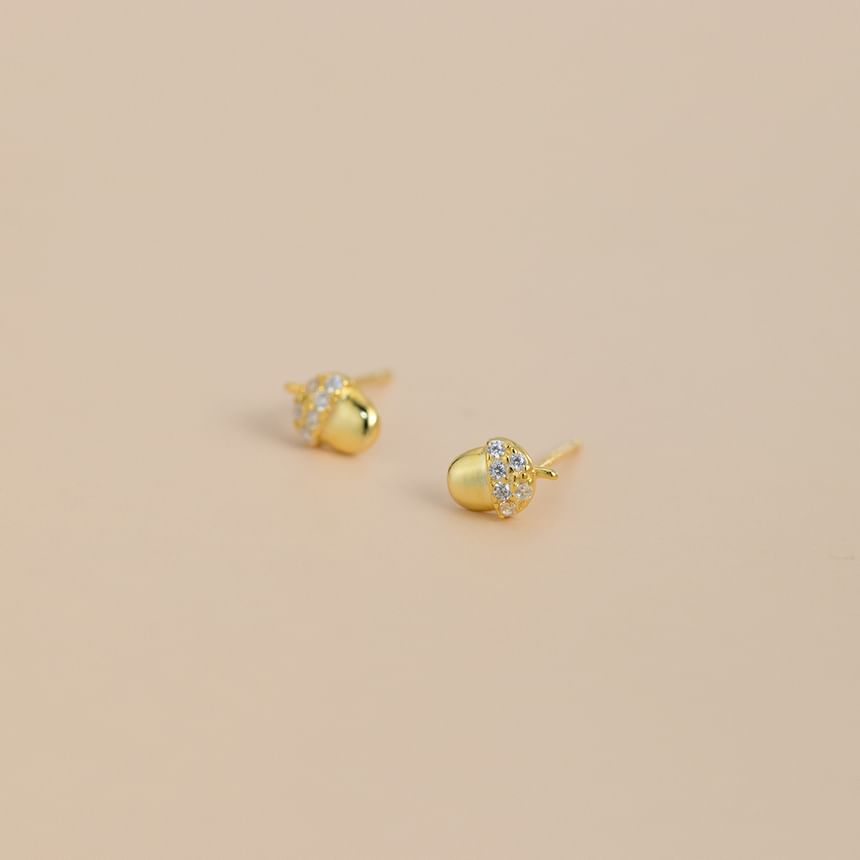 Rhinestone Acorn Stud Earring