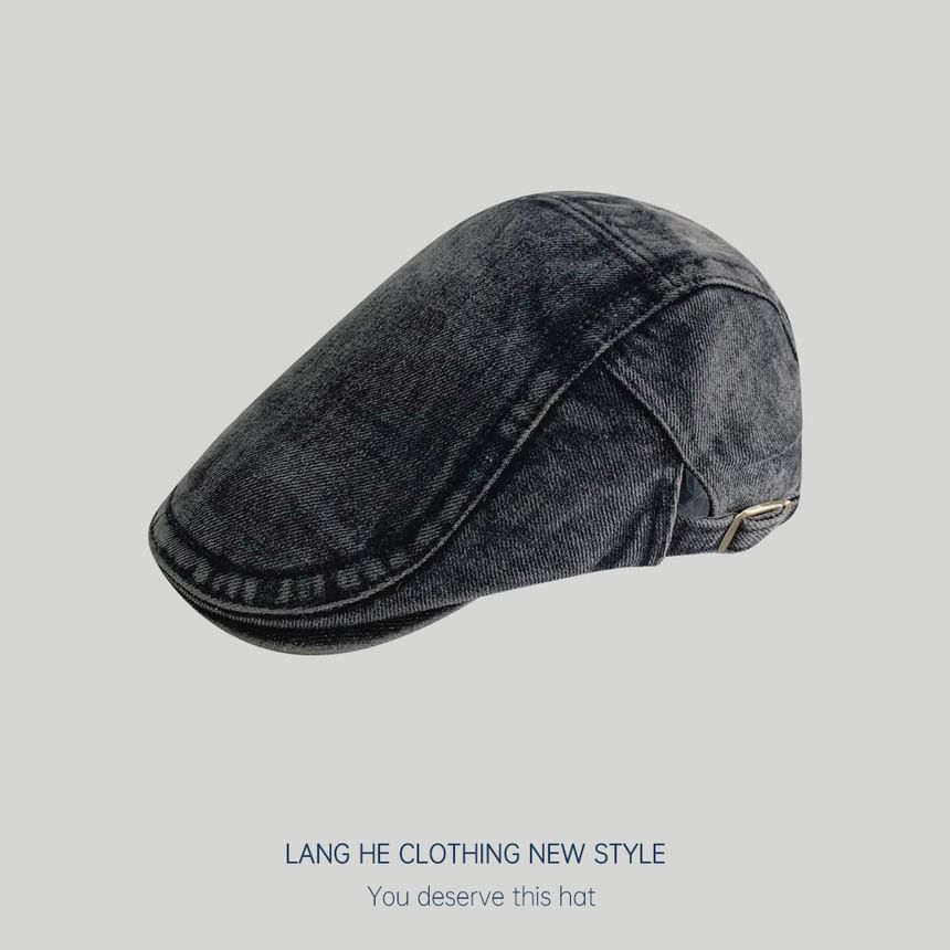 Washed Denim Flat Cap