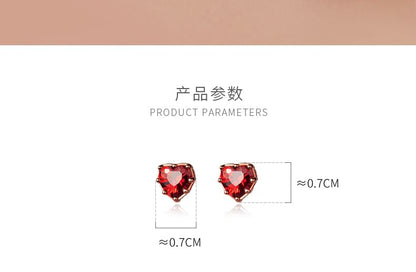 925 Sterling Silver Rhinestone Heart Stud Earring